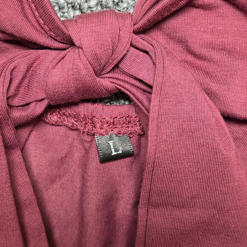 Cottagecore Boho Sundress Tie Front Button Detail Midi Womens Large Burgundy - Picture 5 of 13